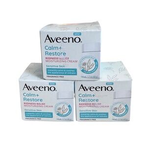 3x Aveeno Calm + Restore Redness Relief Moisturizing Cream 1.7 FL OZ Lot Of 3